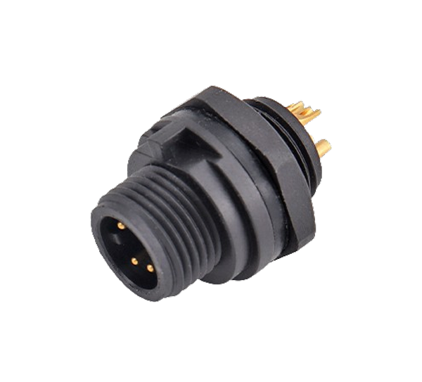 Conector macho E7 de montaje frontal (roscado)